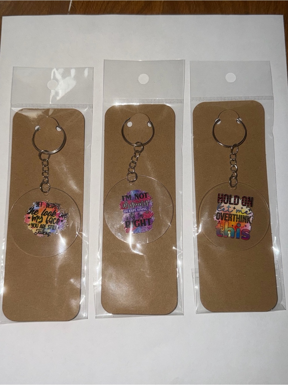 Acrylic Round Keychain with Colorful Quote Design - Multicolor - Picture 5 of 6
